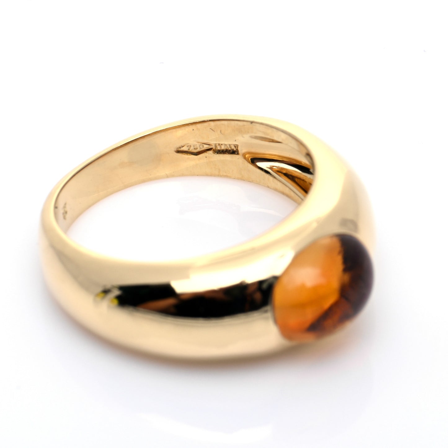 18K Yellow Gold Citrine Cabochon Ring 53 6.25