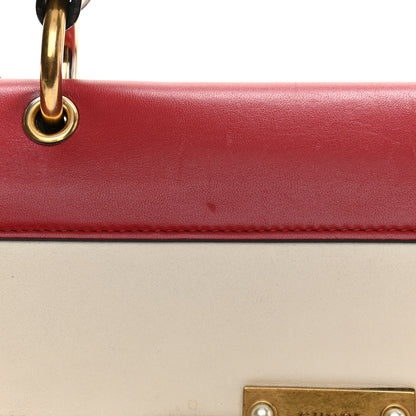 Gucci Calfskin Sylvie Web Small Queen Margaret Top Handle Bag Hibiscus Red Mystic White 12 of 16