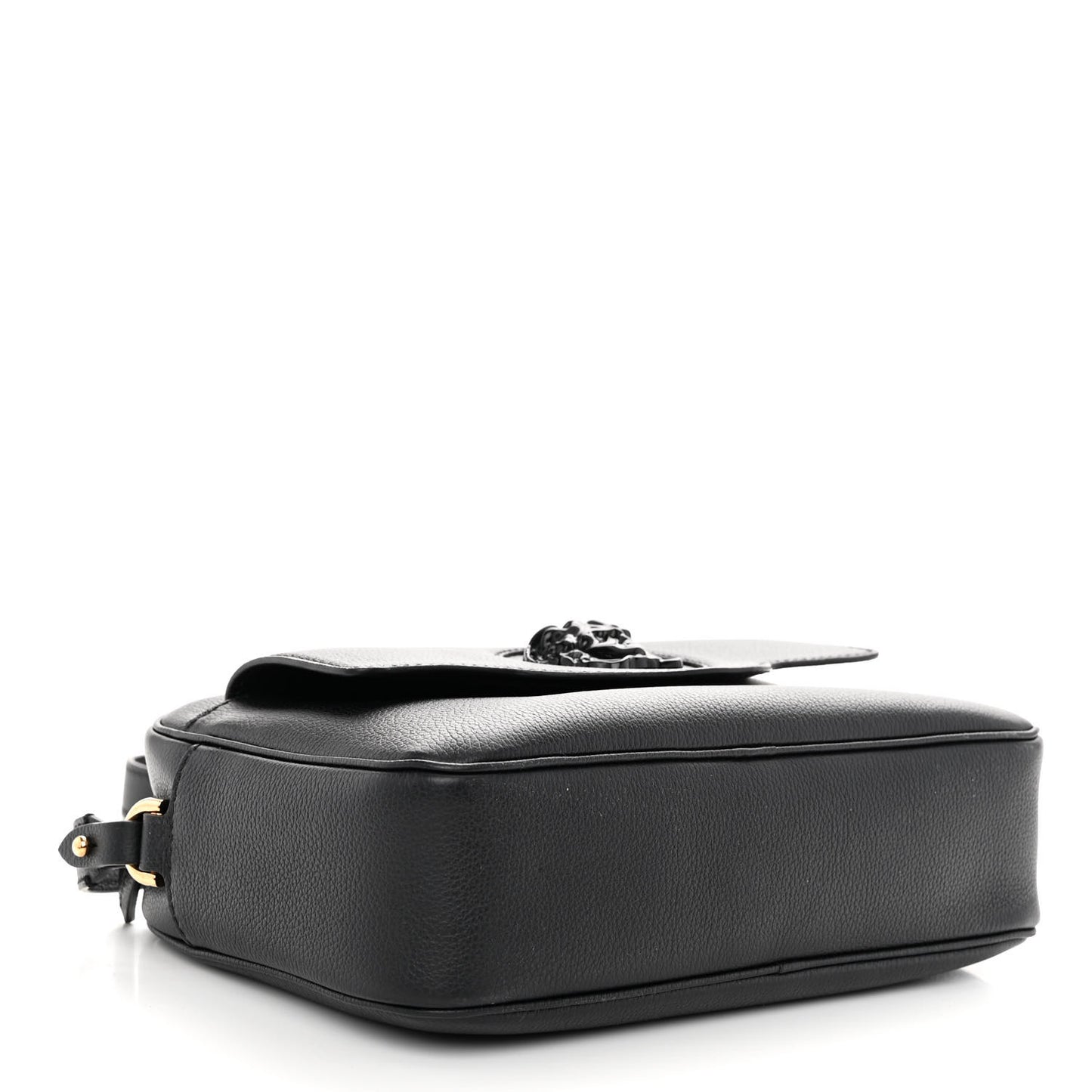 Grained Calfskin Medusa Camera Bag Black