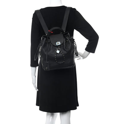 Valentino Garavani Pebbled Calfskin Rockstud Drawstring Backpack Black 2 of 10