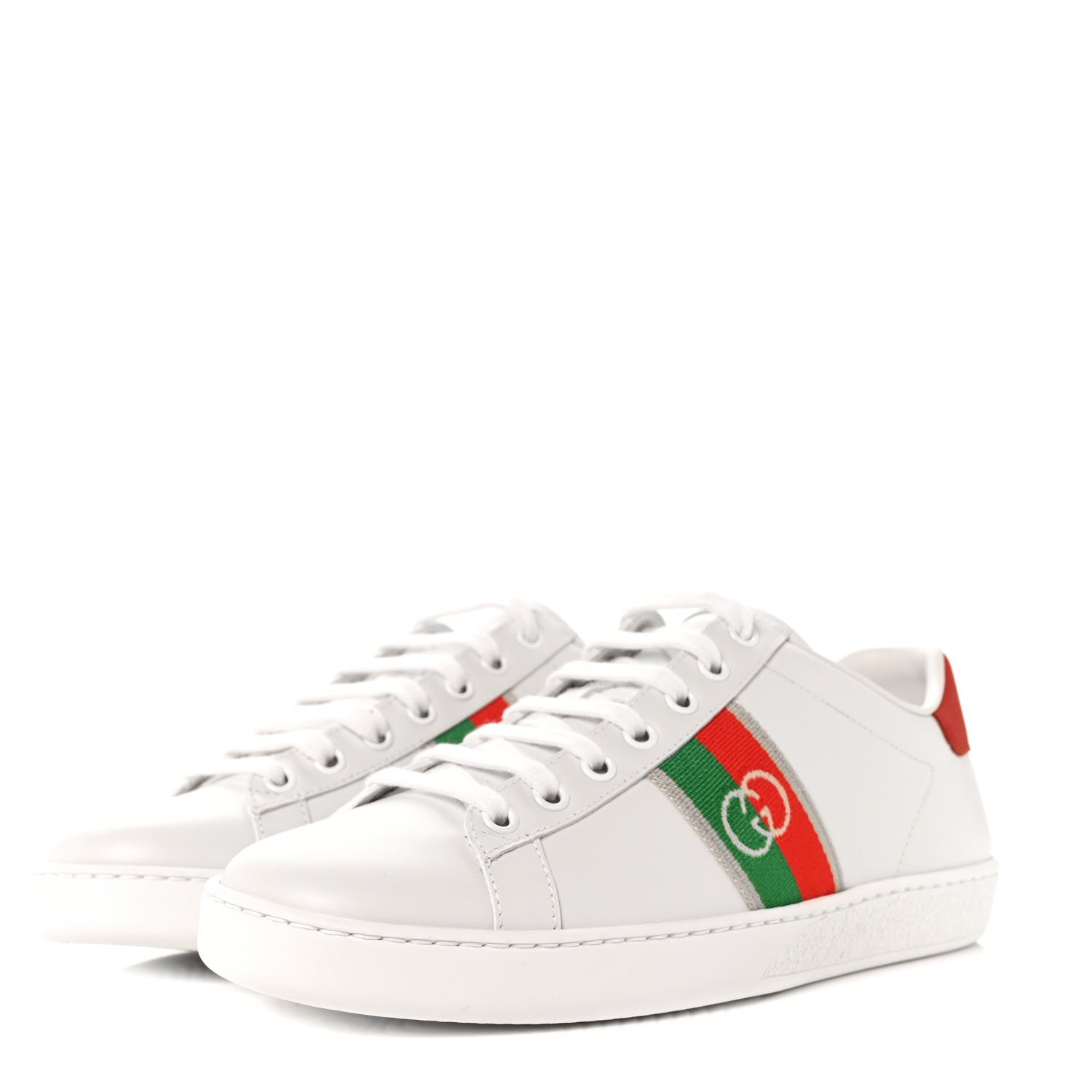 Gucci Calfskin Web Interlocking G Womens Ace Sneakers 38 White 3 of 9