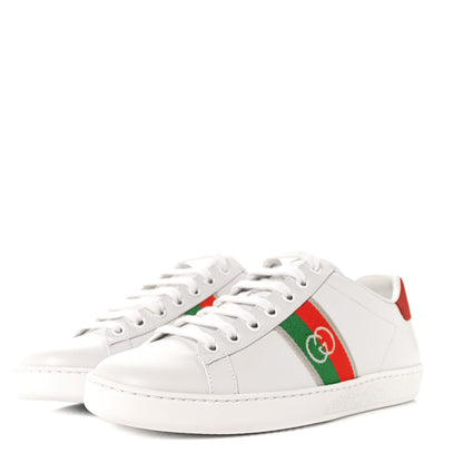 Gucci Calfskin Web Interlocking G Womens Ace Sneakers 38 White 3 of 9