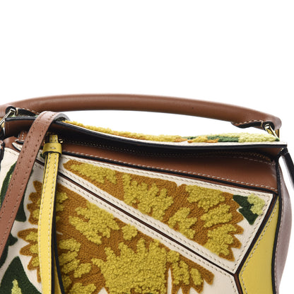 Loewe Calfskin Embroidered Floral Mini Puzzle Bag Tan Yellow 10 of 10