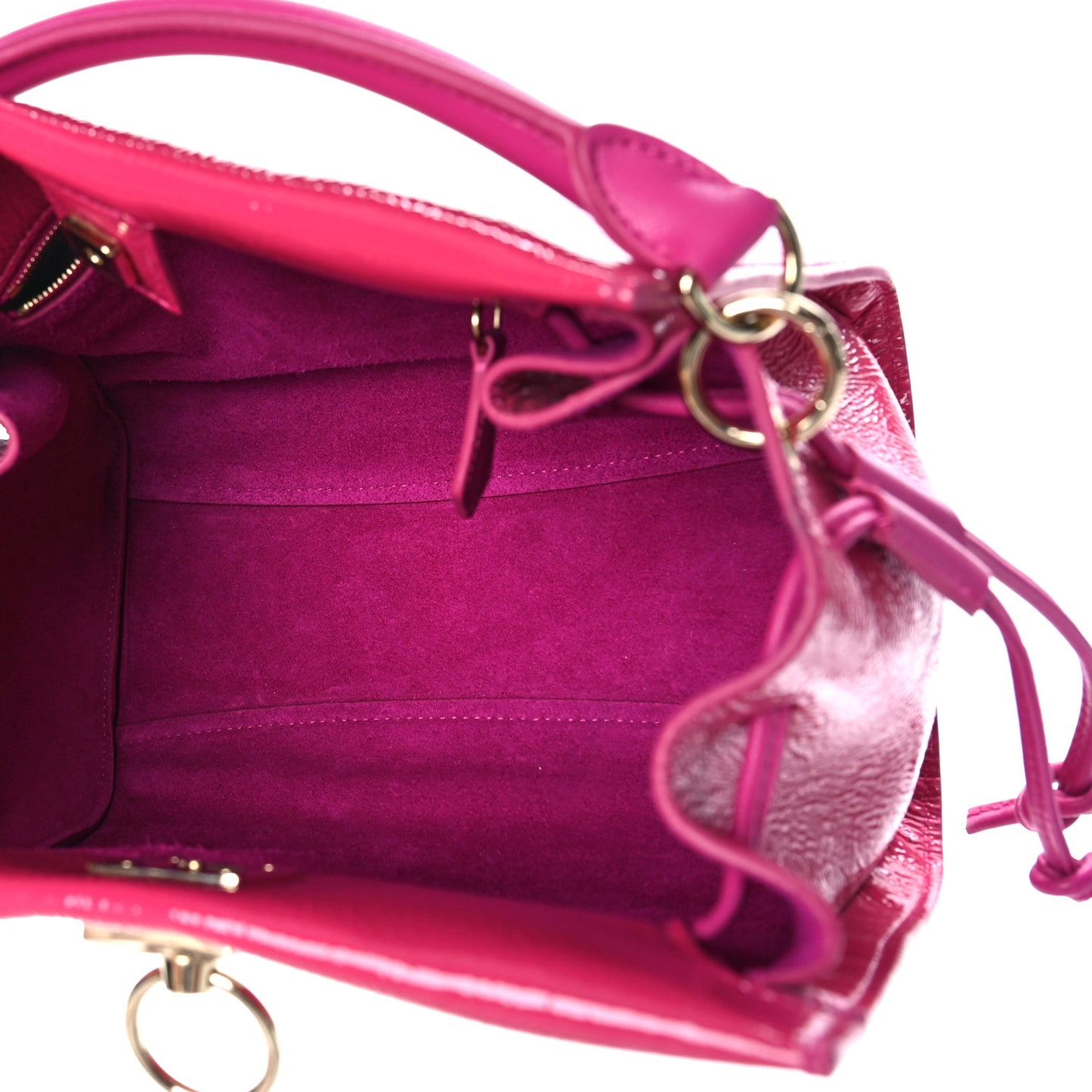 Spongy Patent Calfskin Small Iris Tote Mulberry Pink