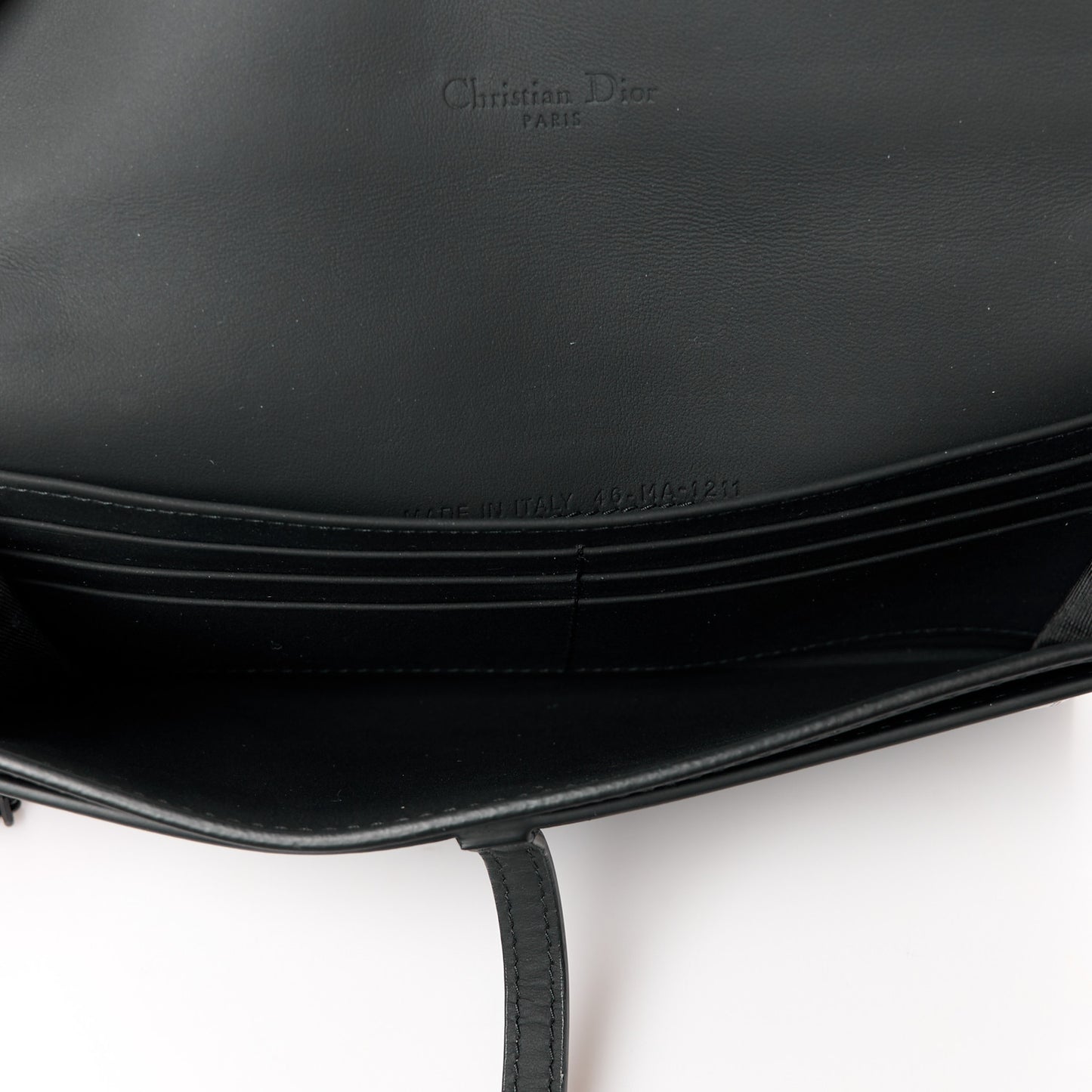 Ultra Matte Calfskin Saddle Chain Wallet Pouch Black