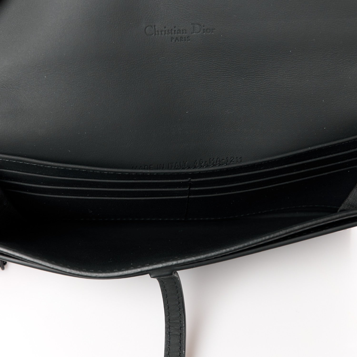 Christian Dior Ultra Matte Calfskin Saddle Chain Wallet Pouch Black 6 of 13