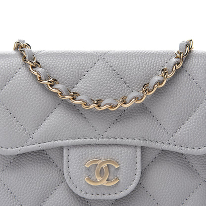 Chanel Caviar Quilted Flap Card Holder On Chain Grey 11 of 12
