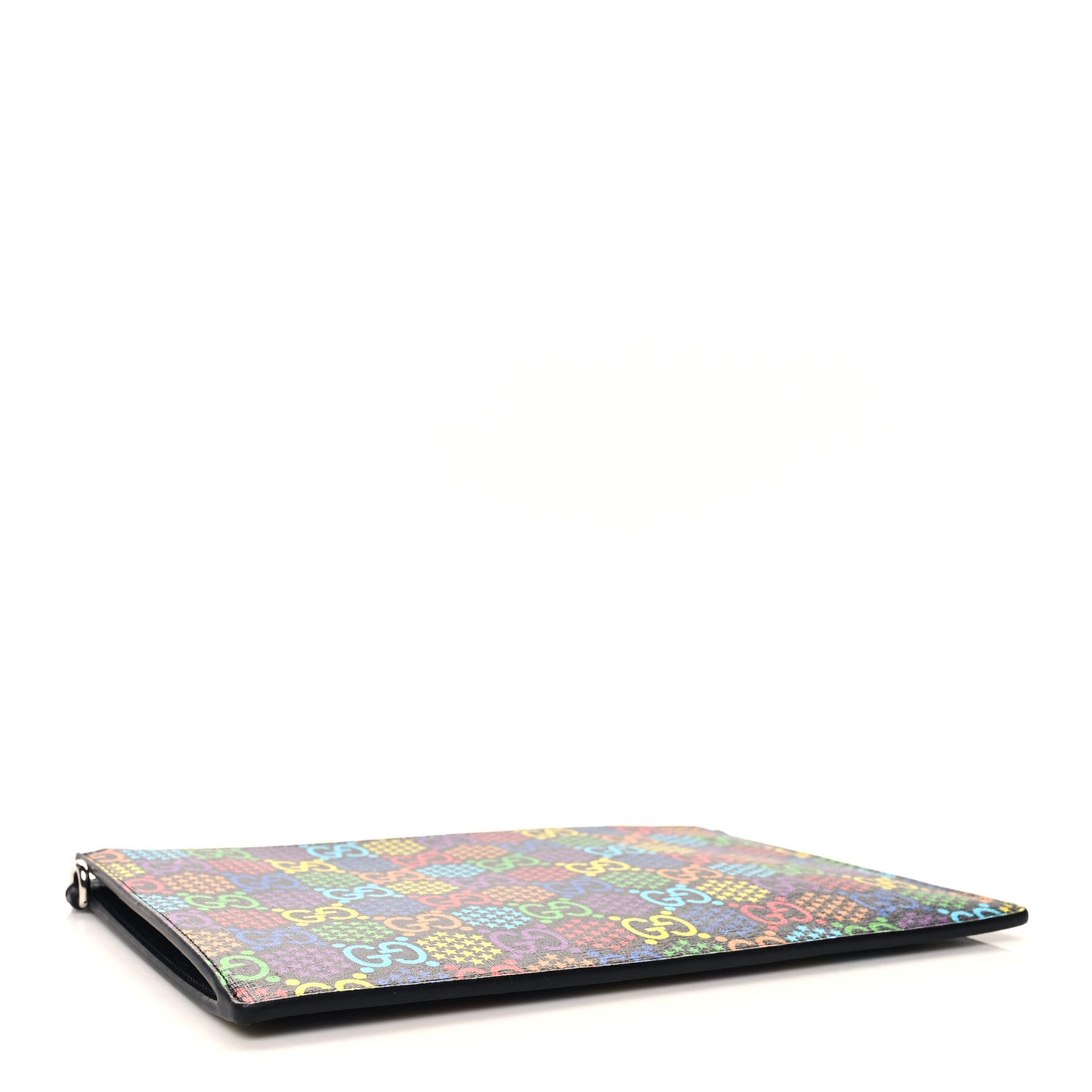 GG Supreme Monogram Psychedelic Zip Wristlet Pouch Black Multicolor