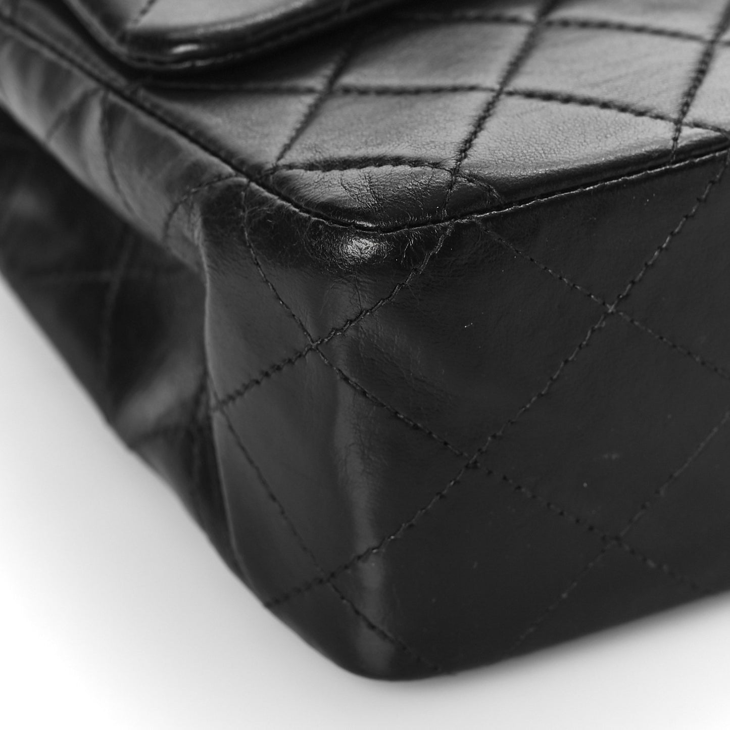 Lambskin Quilted Medium Double Flap Black
