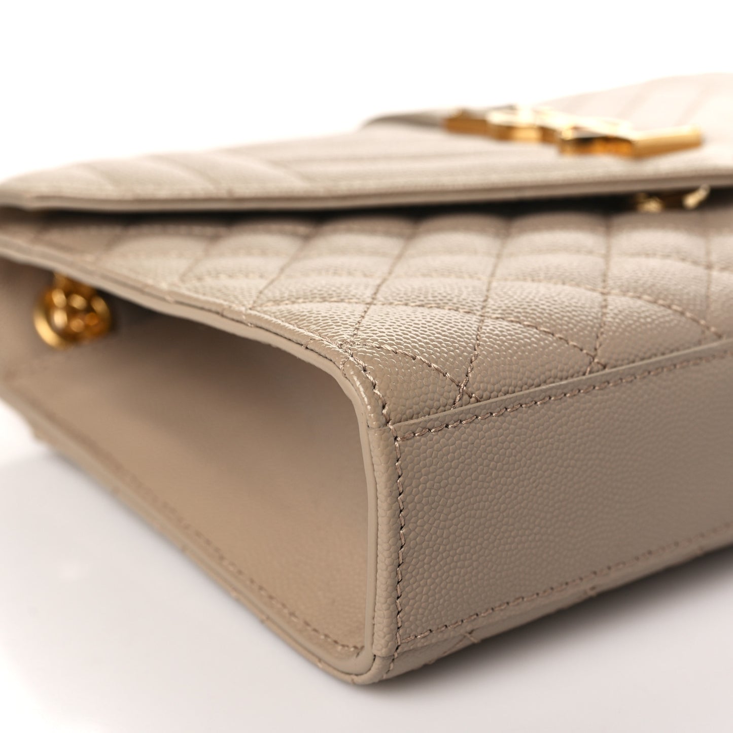 Grain De Poudre Textured Mixed Matelasse Medium Triquilt Monogram Satchel Dark Beige