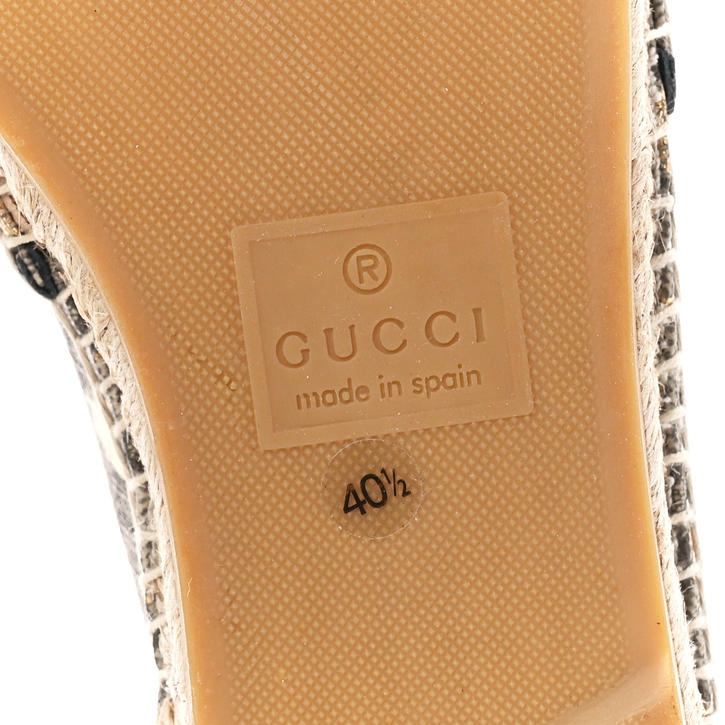 GG Supreme Monogram Bees Espadrille Flats 40.5 Beige Ebony Oro Black