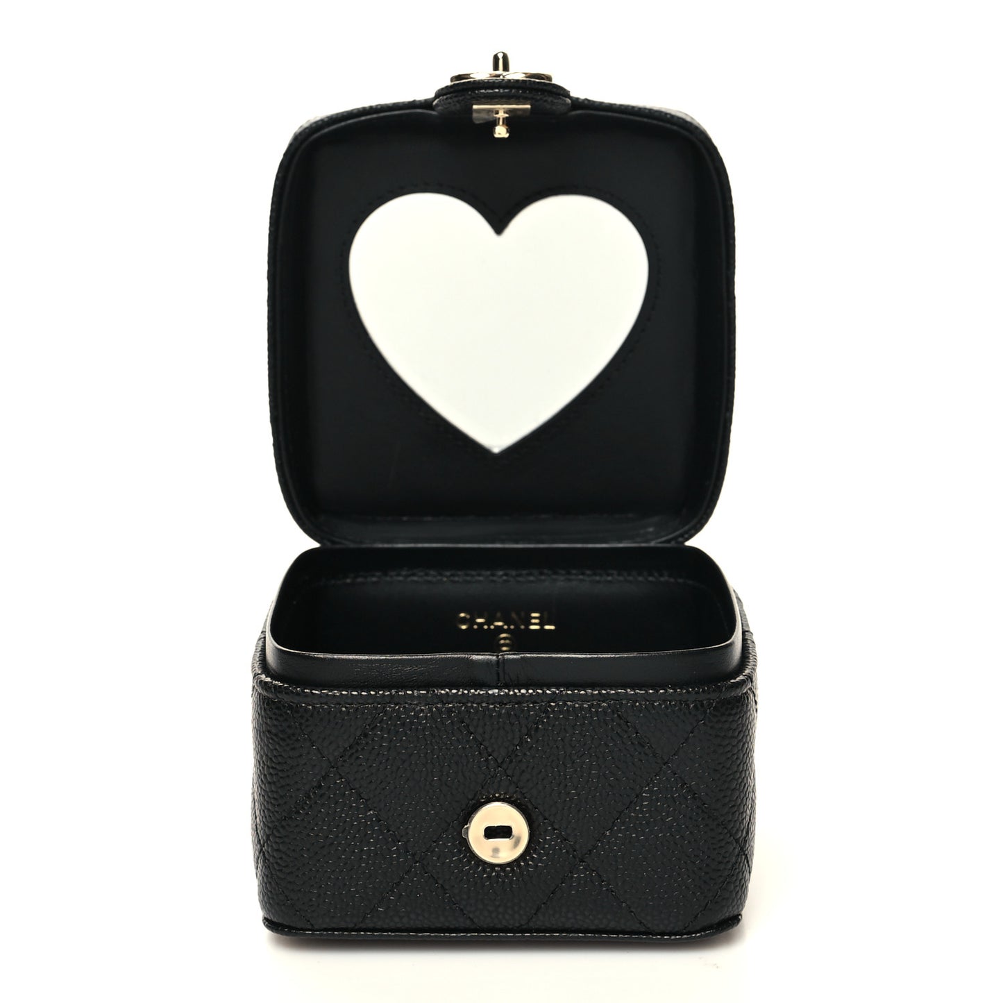Caviar Quilted Mini Vanity Wrist Case With Chain Black