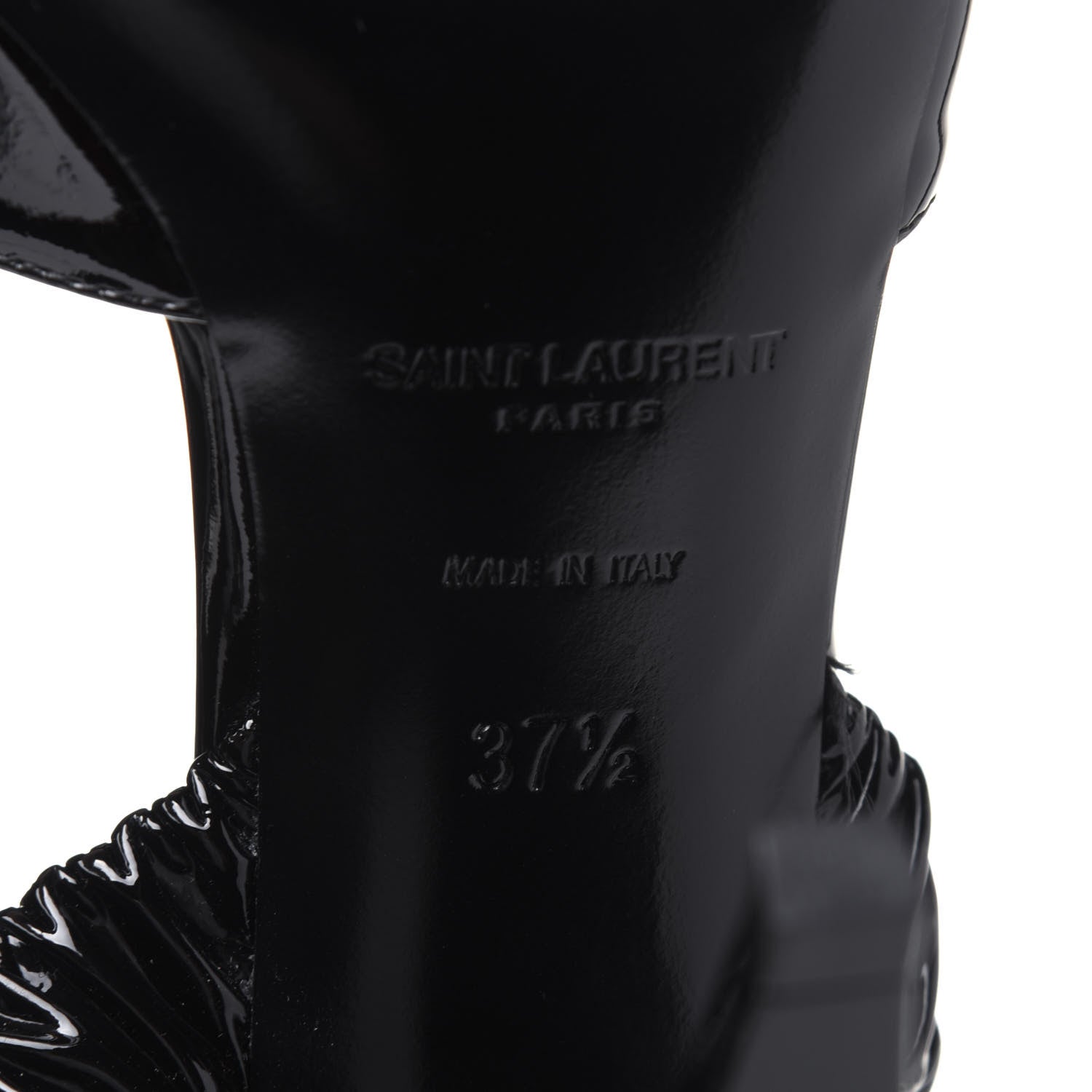 Saint Laurent Patent Freja 105 Flower Ankle Pumps 37.5 Black 6 of 12