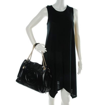 Gucci Patent Medium Soho Chain Shoulder Bag Black 2 of 7
