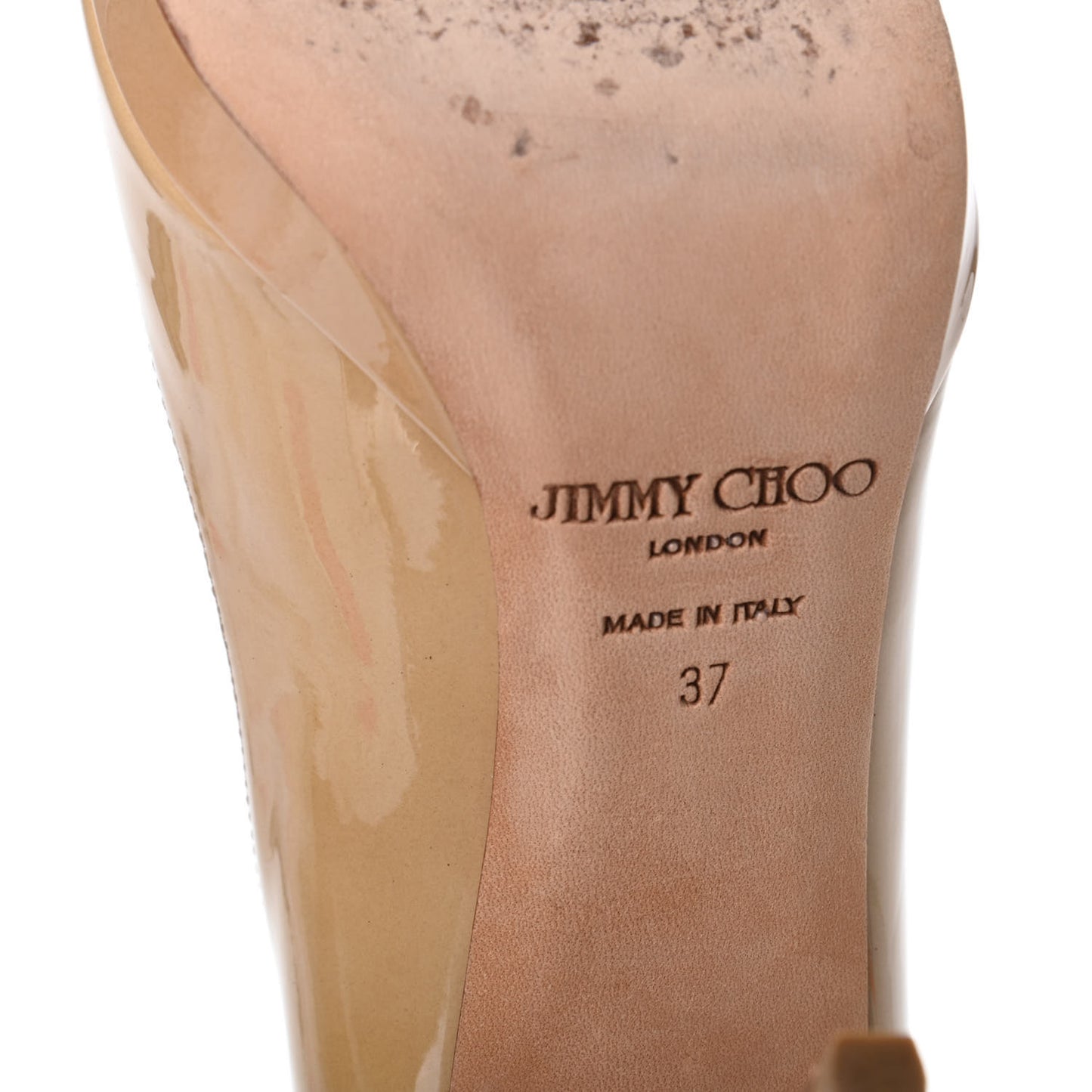 Patent Luna Platform Peep Toe Pumps 37 Nude