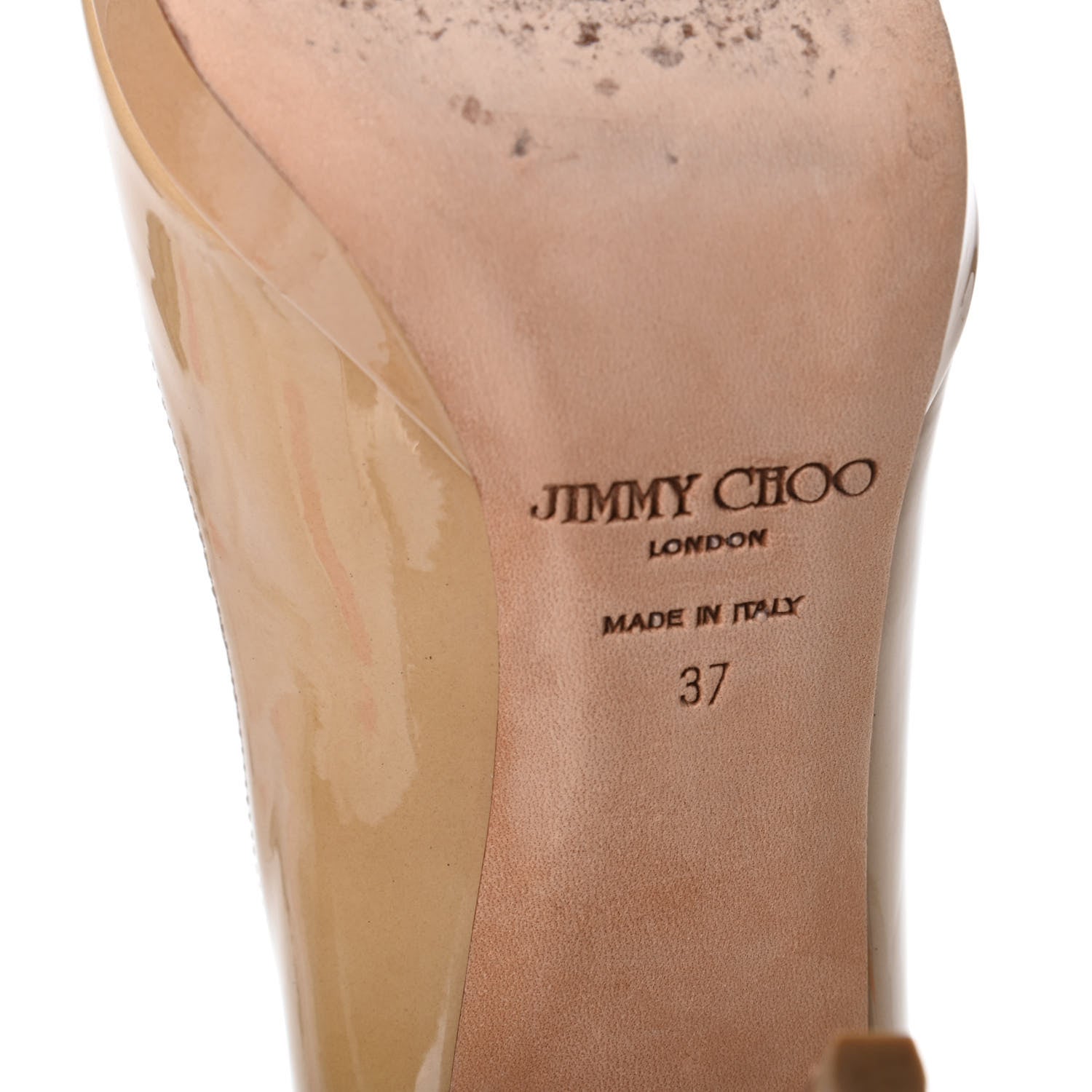 Jimmy Choo Patent Luna Platform Peep Toe Pumps 37 Nude 6 of 7