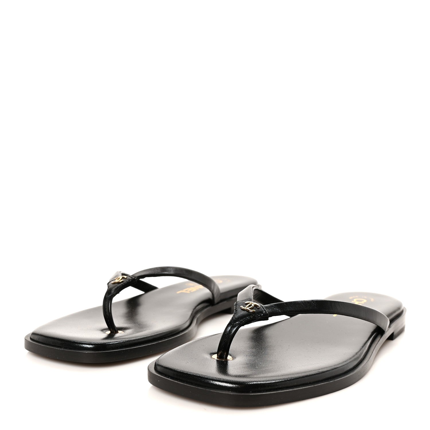 Chanel Goatskin CC Times Square Thong Sandals 38 Black 4 of 10