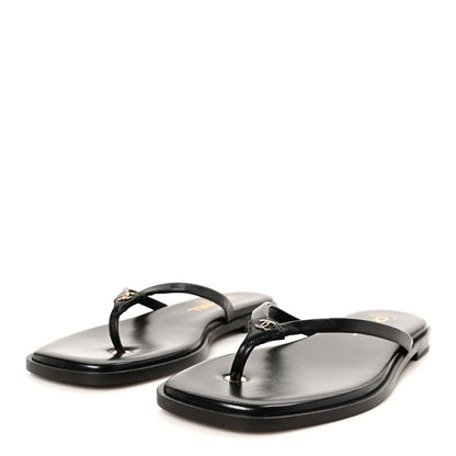 Chanel Goatskin CC Times Square Thong Sandals 38 Black 4 of 10