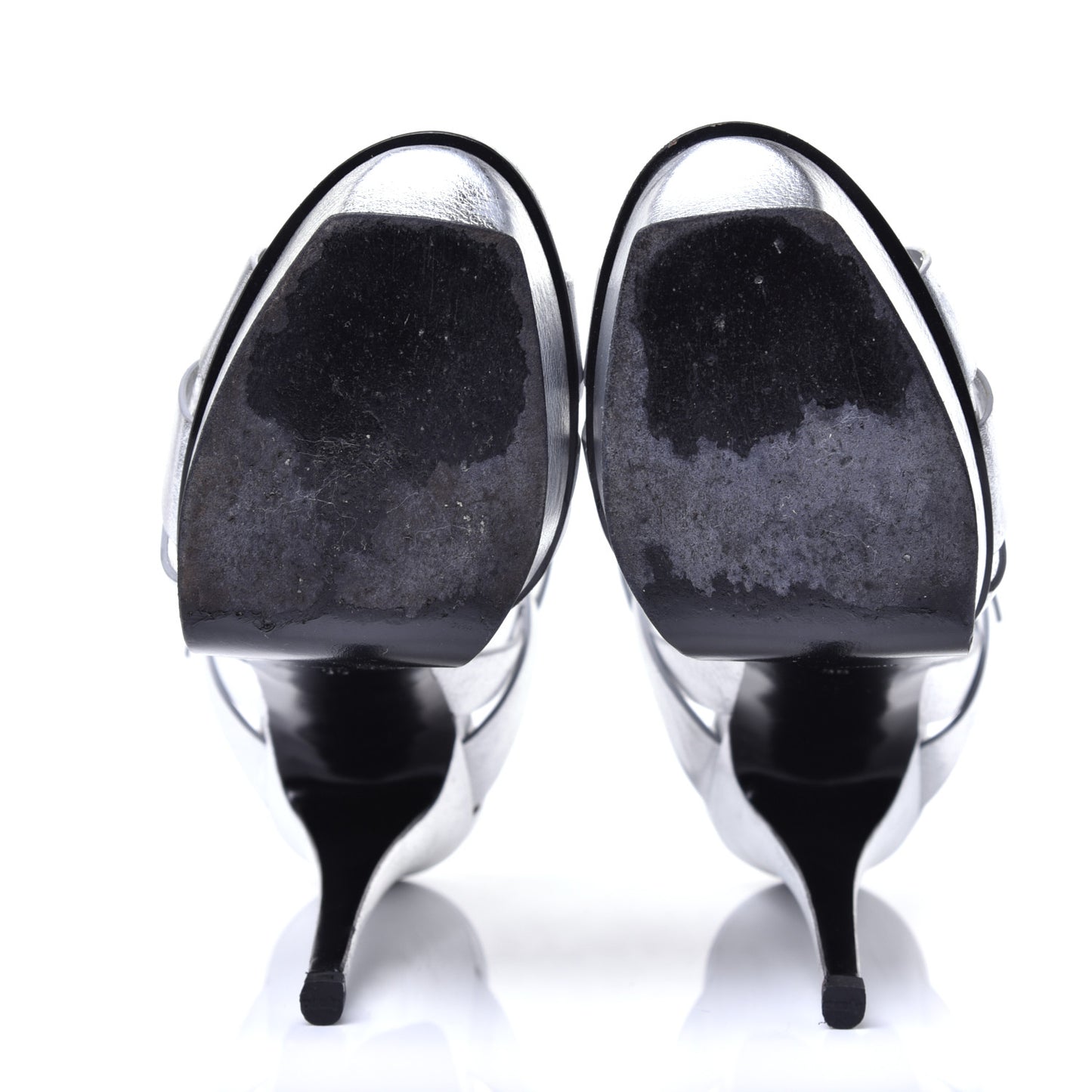 Metallic Calfskin Tribute 105 Platform Sandals 39 Silver