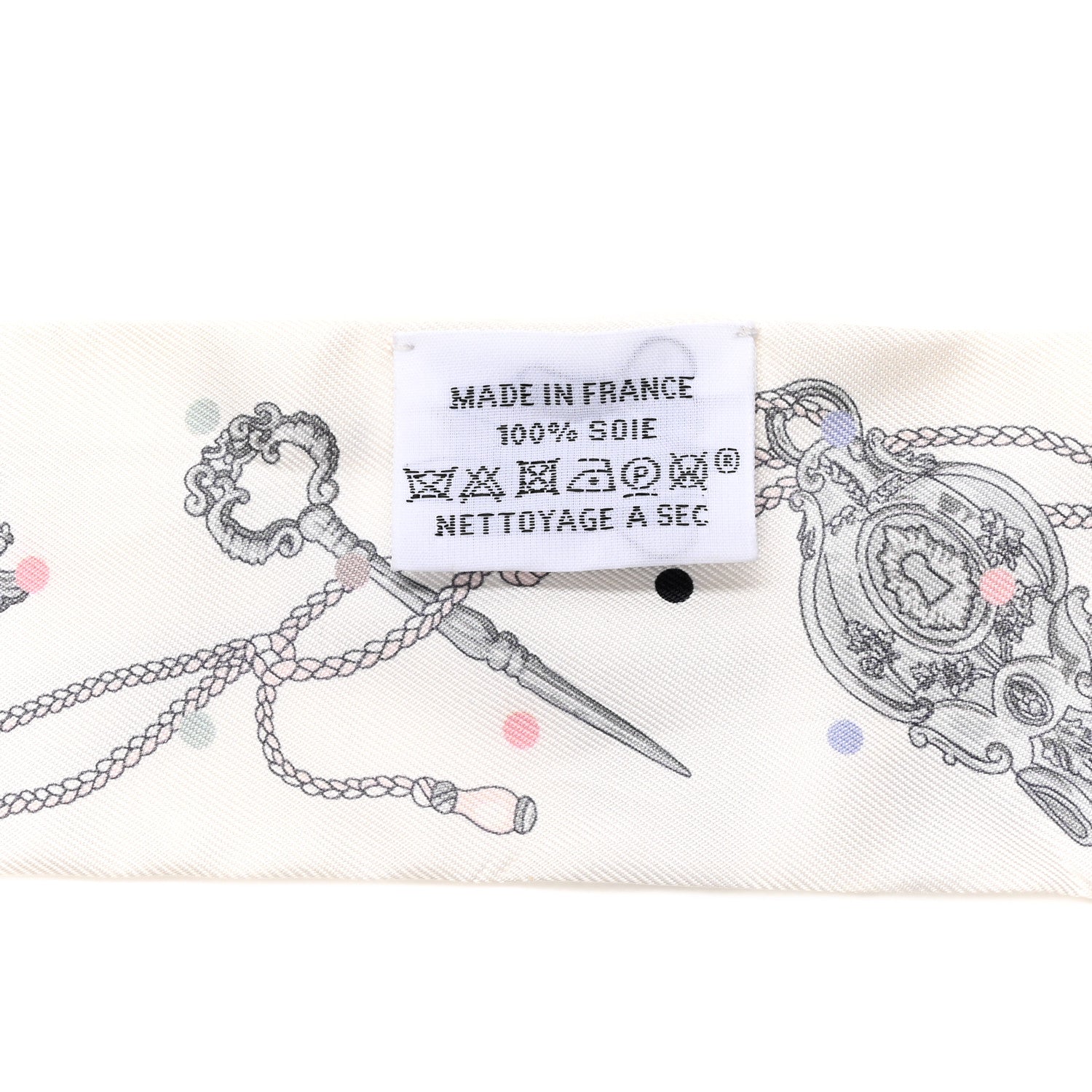 Hermes Silk Les Cles A Pois Twilly White Gris Acier 3 of 4