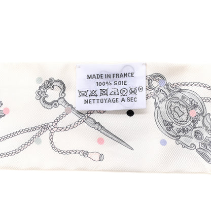 Hermes Silk Les Cles A Pois Twilly White Gris Acier 3 of 4