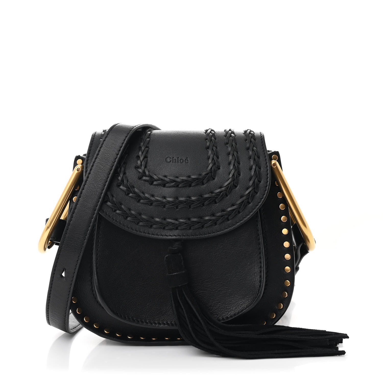 Chloe Calfskin Braided Mini Hudson Shoulder Bag Black 1 of 9