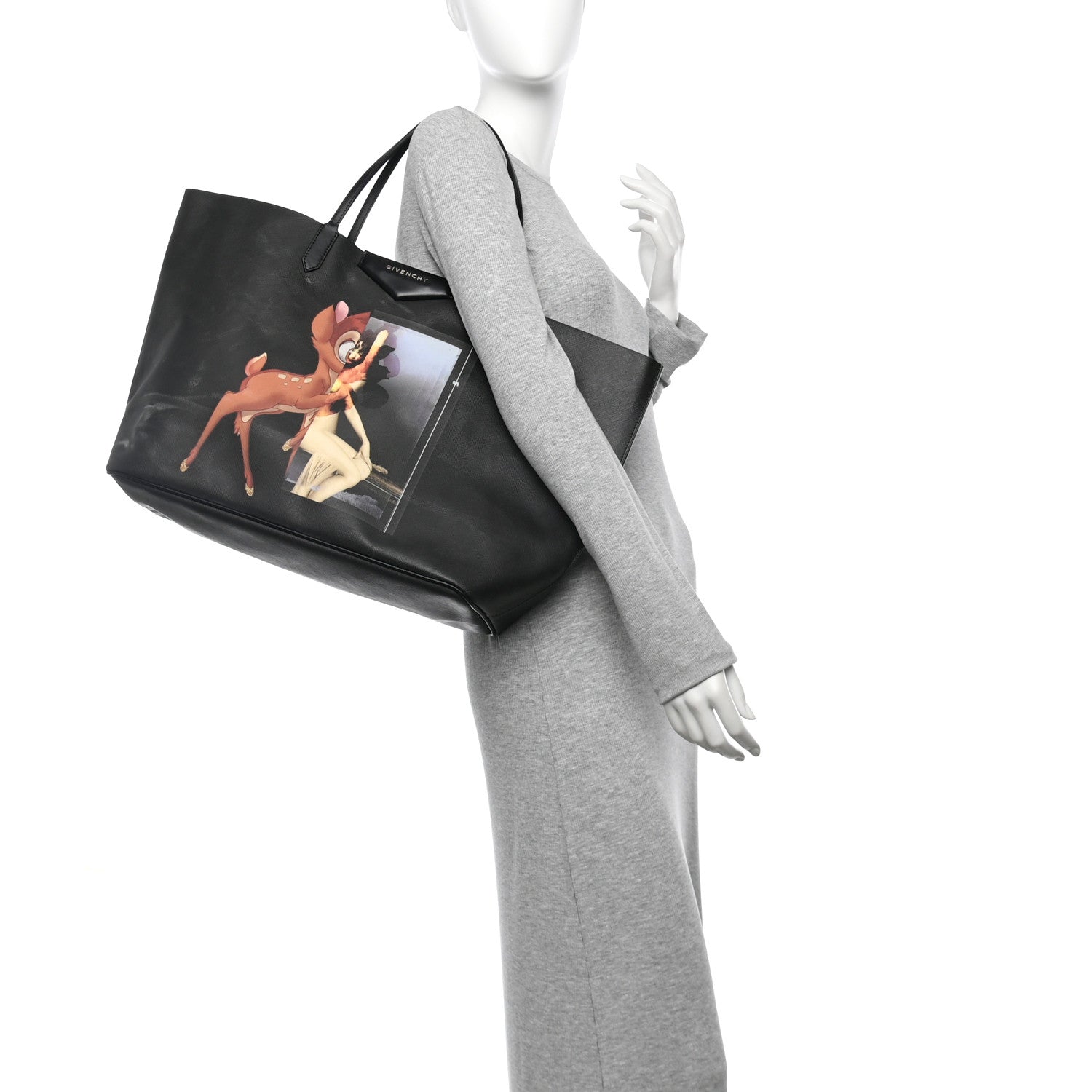 Givenchy Textured Coated Canvas Bambi Print Large Antigona Tote Black 2 of 15