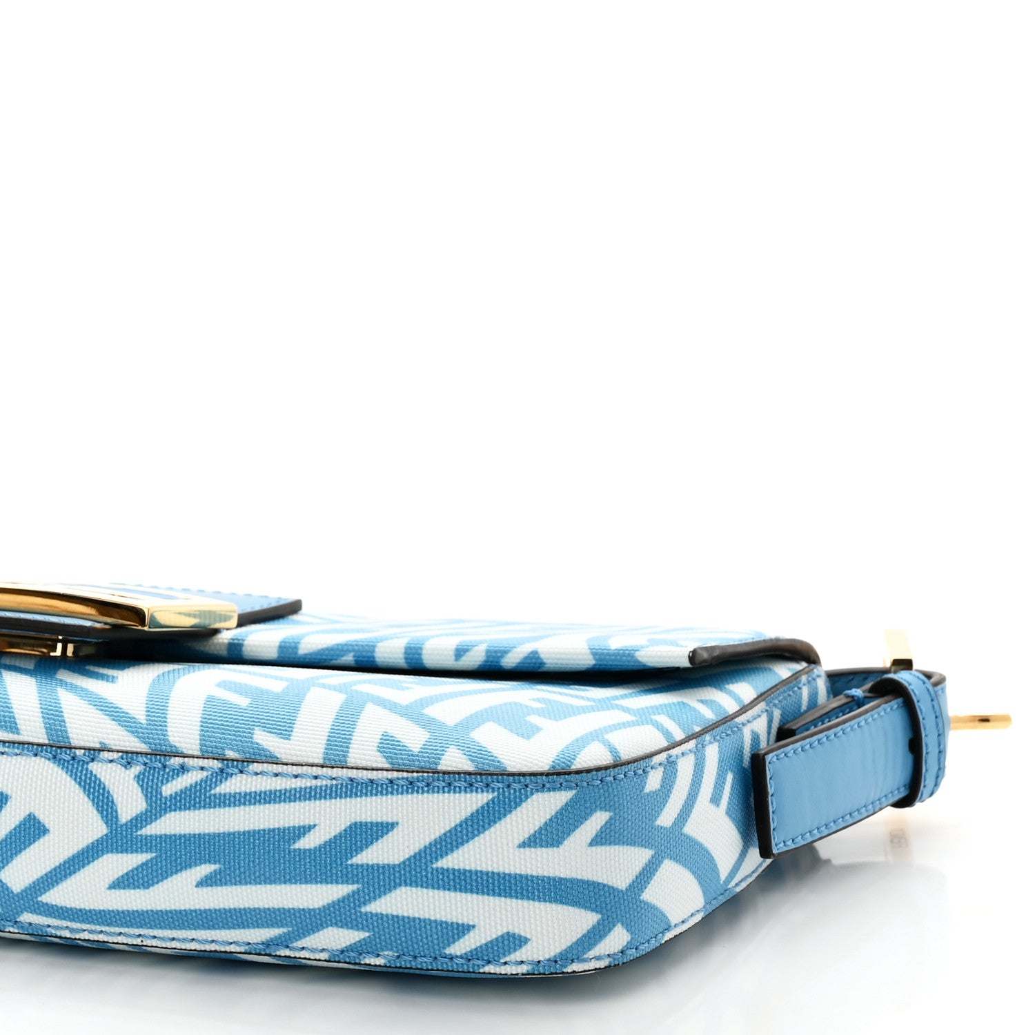 Fendi X SARAH COLEMAN Glazed Canvas Vitello King FF Vertigo Baguette 1997 Cyber Blue White 11 of 11
