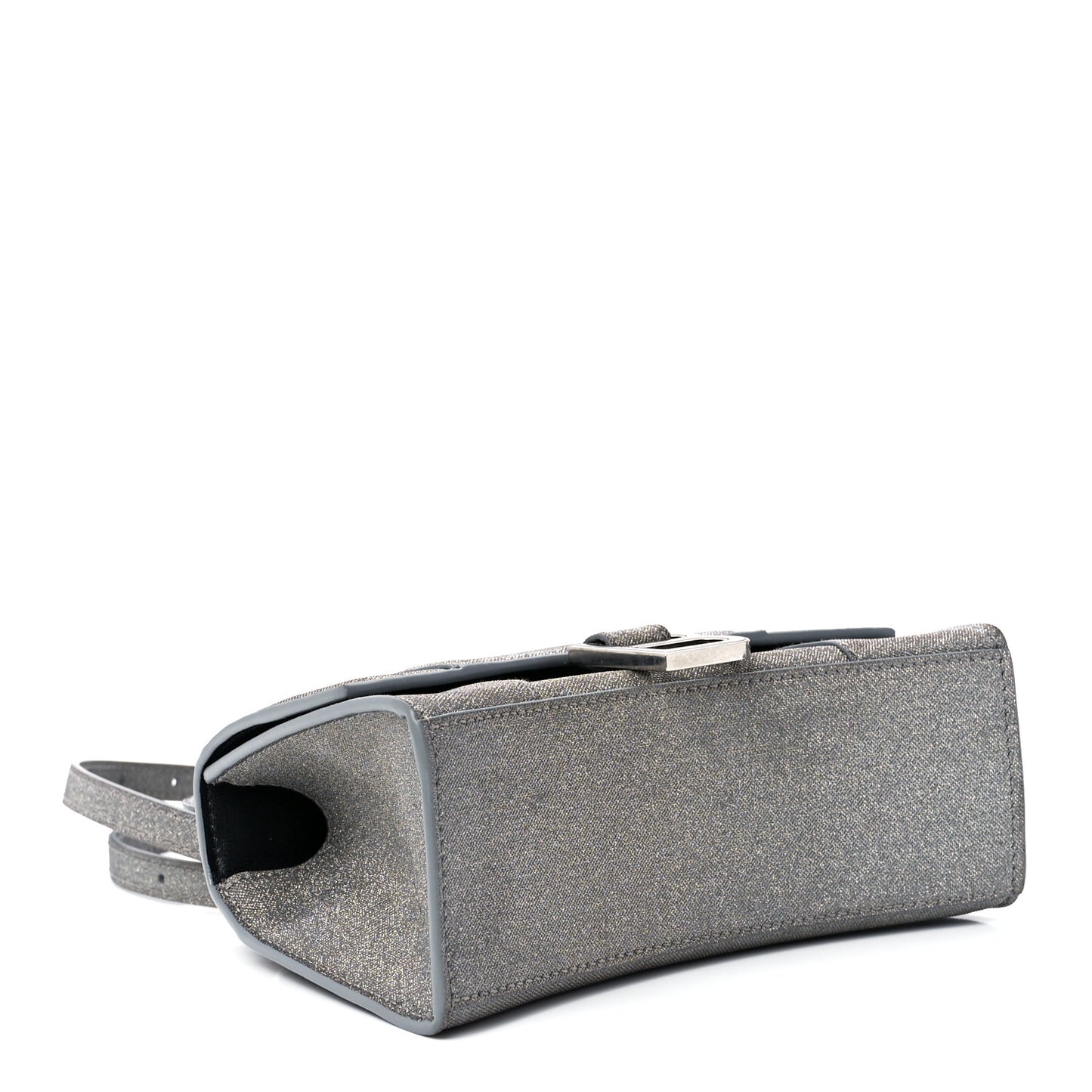 Glitter Fabric Hourglass Top Handle Bag XS Grey