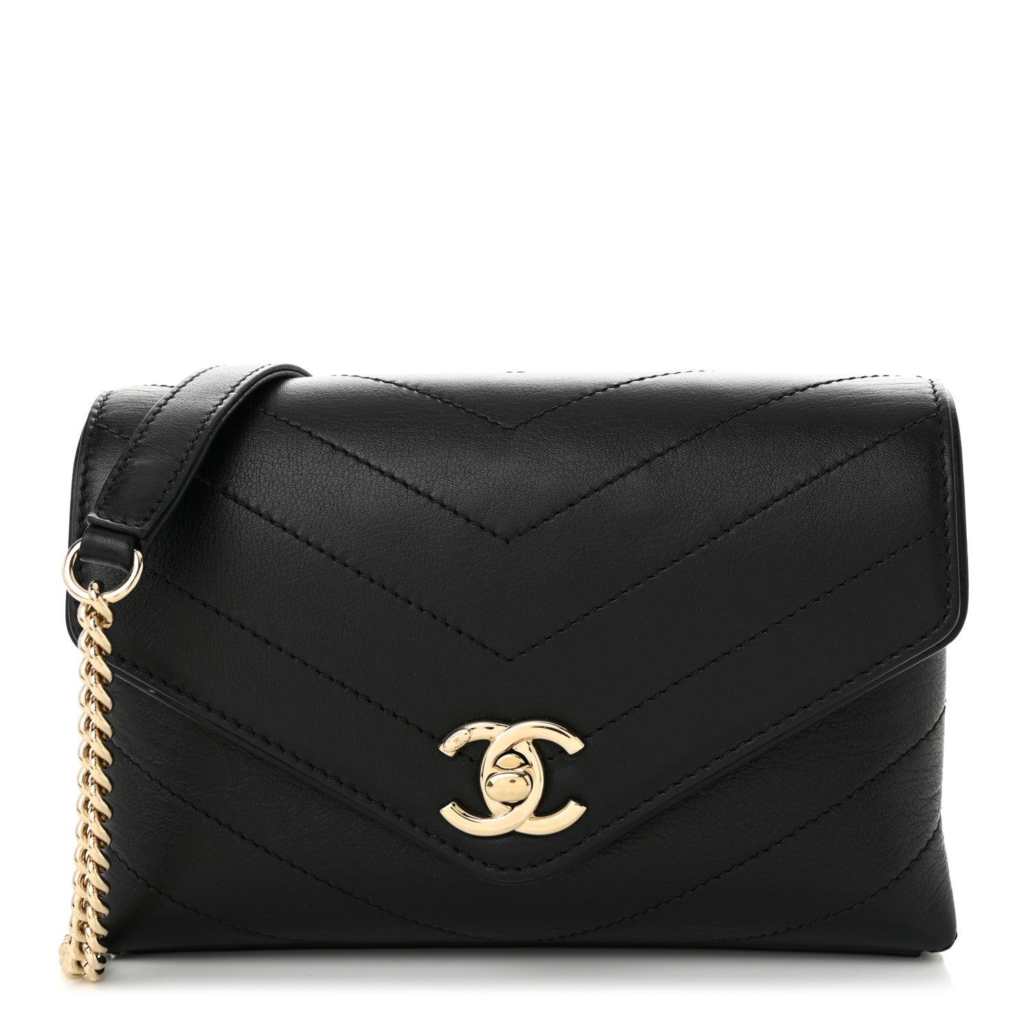 Chanel Calfskin Chevron Stitched Coco Waist Bag Black 1 of 10