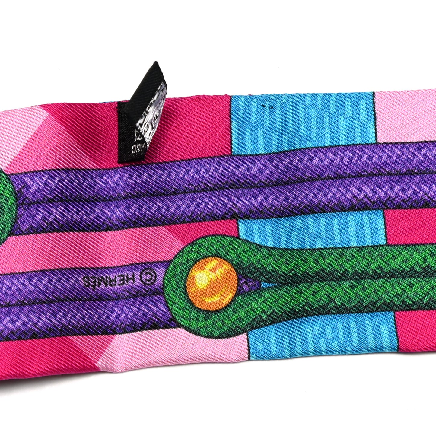Silk Brandebourgs Twilly Fuchsia Turquoise Emeraude