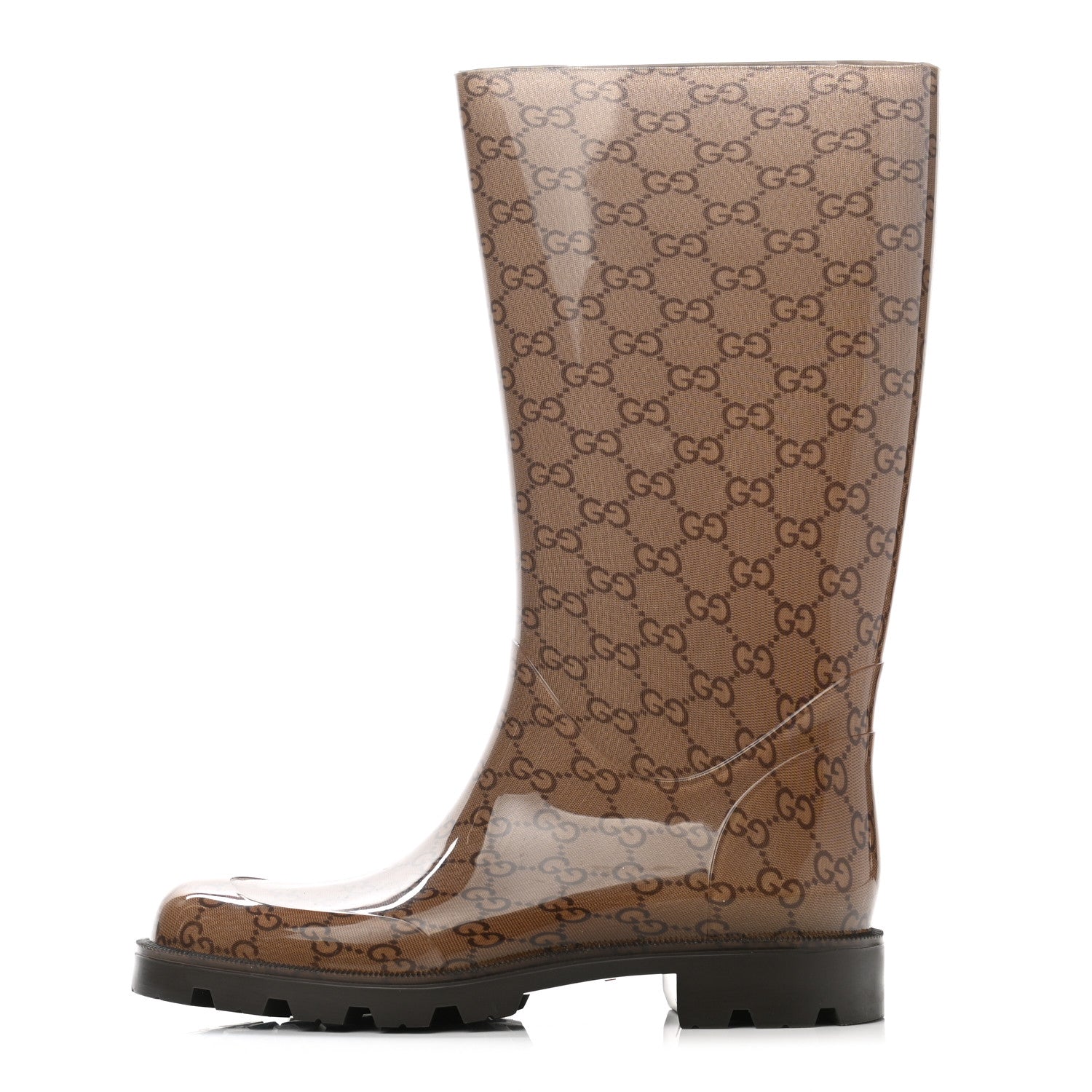 Gucci Rubber Monogram Edinburg Rain Boots 39 Transparent Cocoa 1 of 8