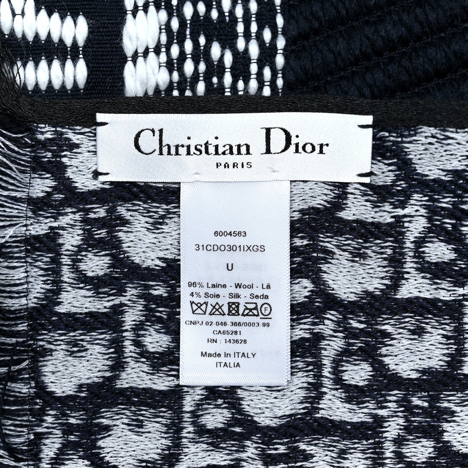 Christian Dior Wool Silk Oblique University Reversible Scarf Navy Blue 3 of 3