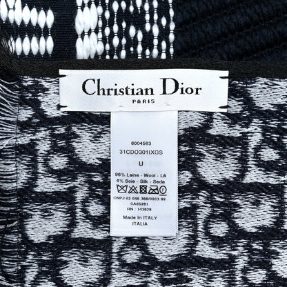 Christian Dior Wool Silk Oblique University Reversible Scarf Navy Blue 3 of 3