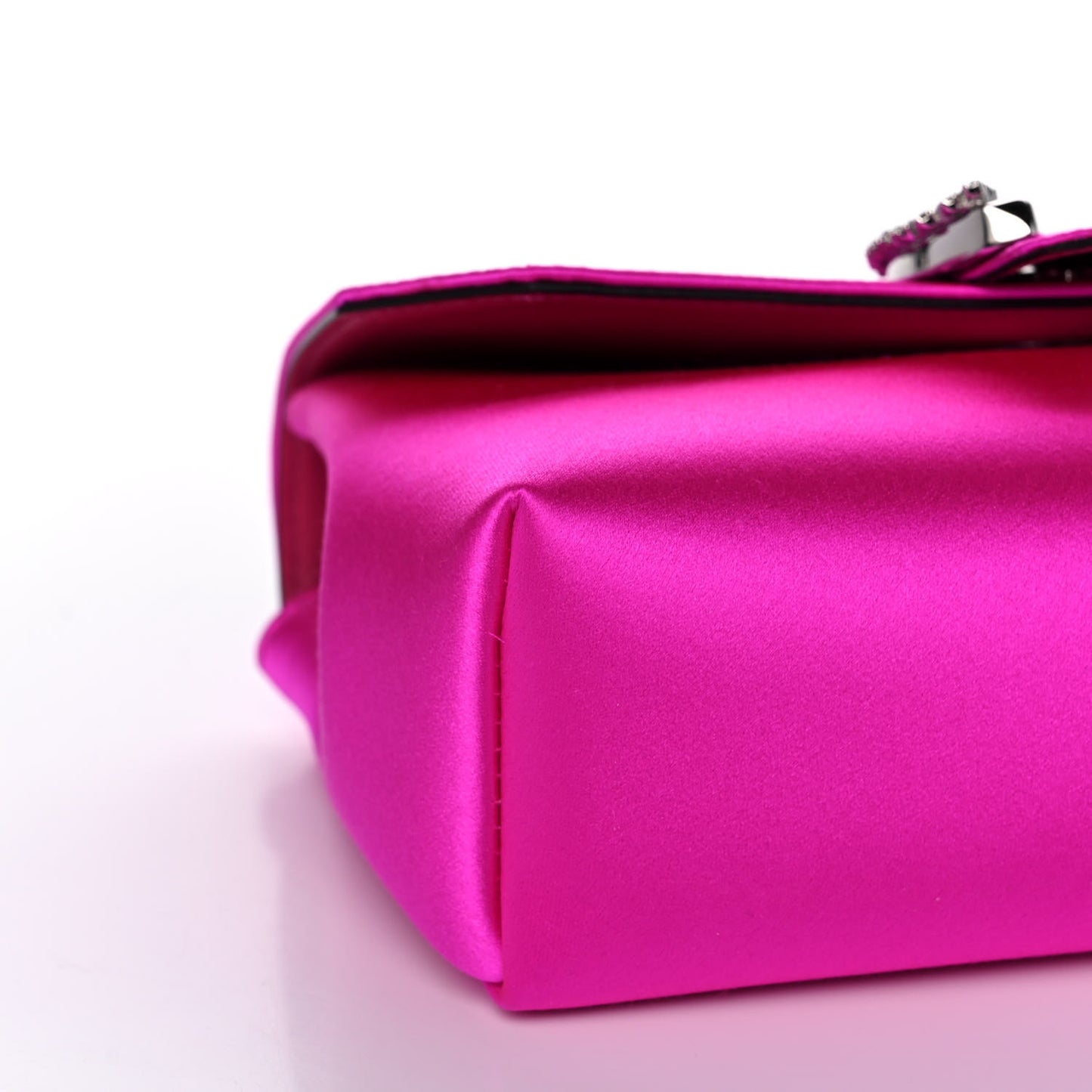 Satin Crystal Embellished Madeline Clutch Fuchsia