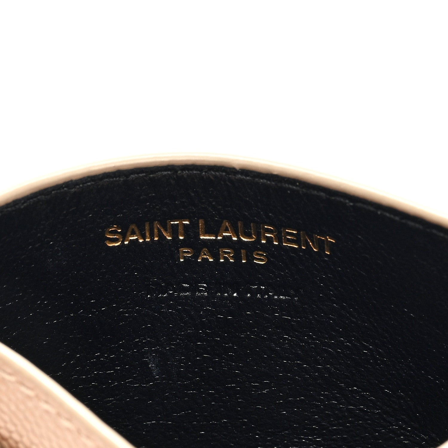 Saint Laurent Grain De Poudre Matelasse Chevron Monogram Credit Card Case Dark Beige 6 of 6