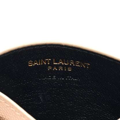 Saint Laurent Grain De Poudre Matelasse Chevron Monogram Credit Card Case Dark Beige 6 of 6