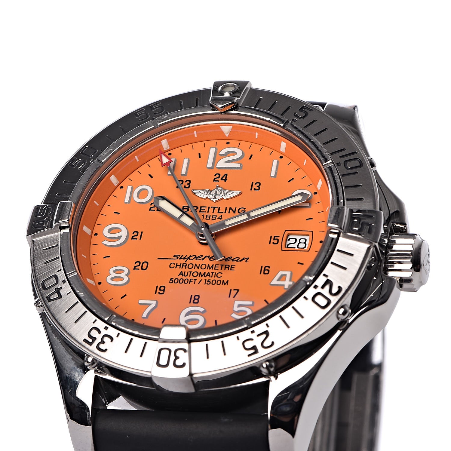 Breitling Stainless Steel Rubber 42mm SuperOcean Automatic Watch Orange A17360 8 of 9