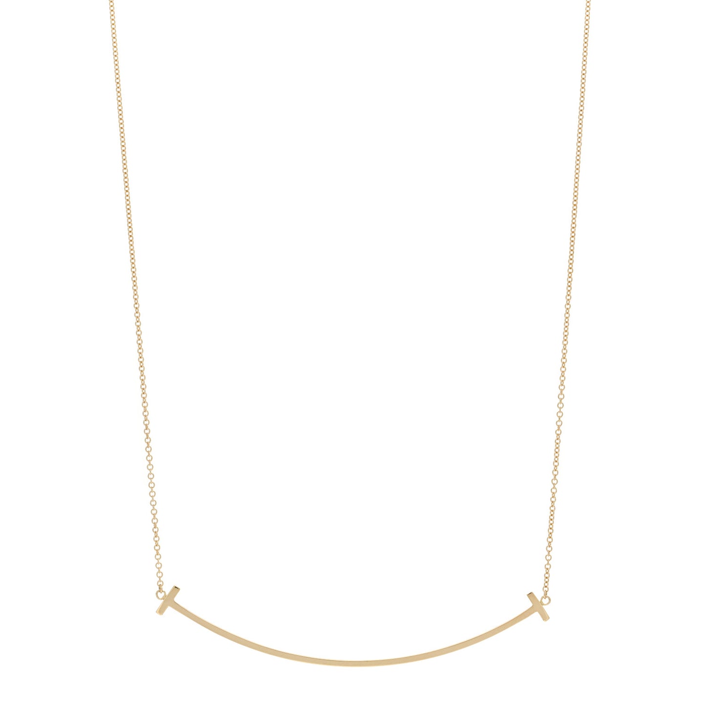 18K Yellow Gold Large T Smile Pendant Necklace