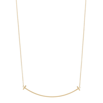 Tiffany 18K Yellow Gold Large T Smile Pendant Necklace 1 of 4