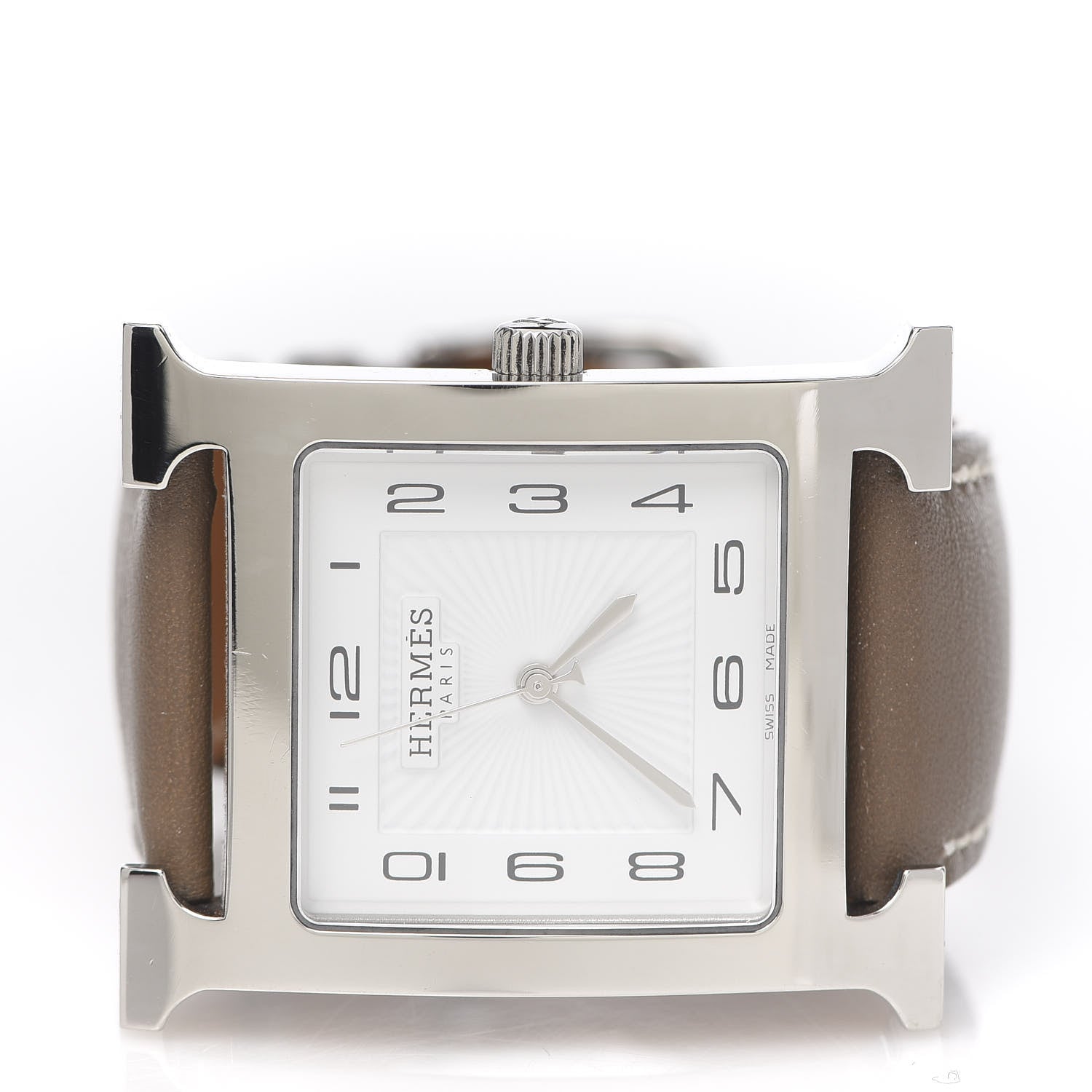 Hermes Stainless Steel Swift 30.5mm Heure H Hour Quartz Watch Etoupe 3 of 6
