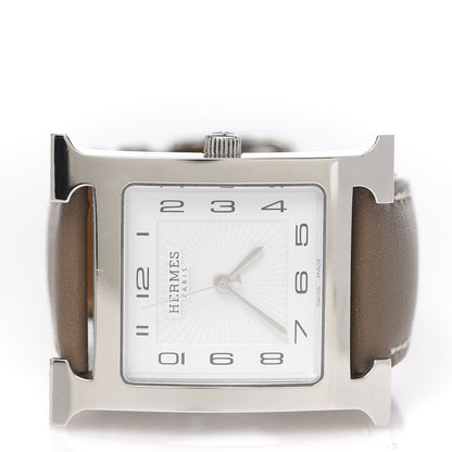Hermes Stainless Steel Swift 30.5mm Heure H Hour Quartz Watch Etoupe 3 of 6