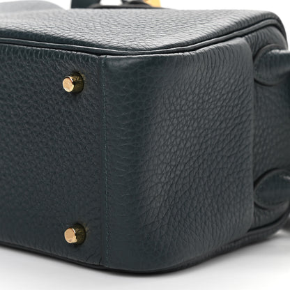 Hermes Taurillon Clemence Mini Lindy 20 Vert Cypress 10 of 11