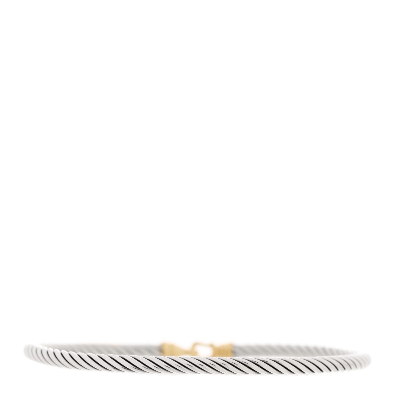 David Yurman Sterling Silver 18K Yellow Gold 3mm Cable Buckle Bracelet 2 of 3