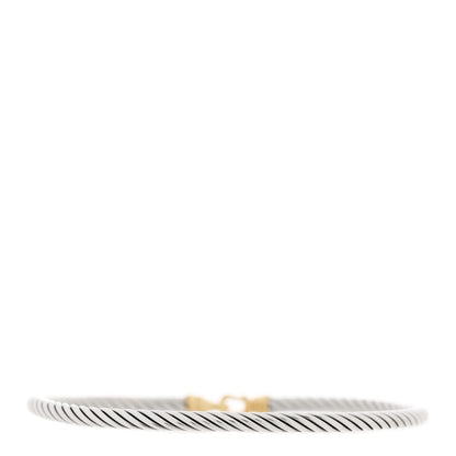 David Yurman Sterling Silver 18K Yellow Gold 3mm Cable Buckle Bracelet 2 of 3