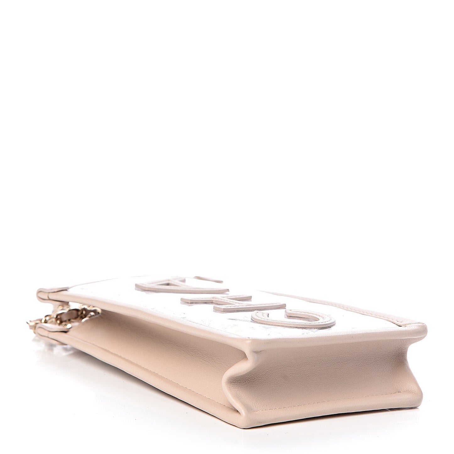 Tweed PVC Lambskin Clutch With Chain Light Beige