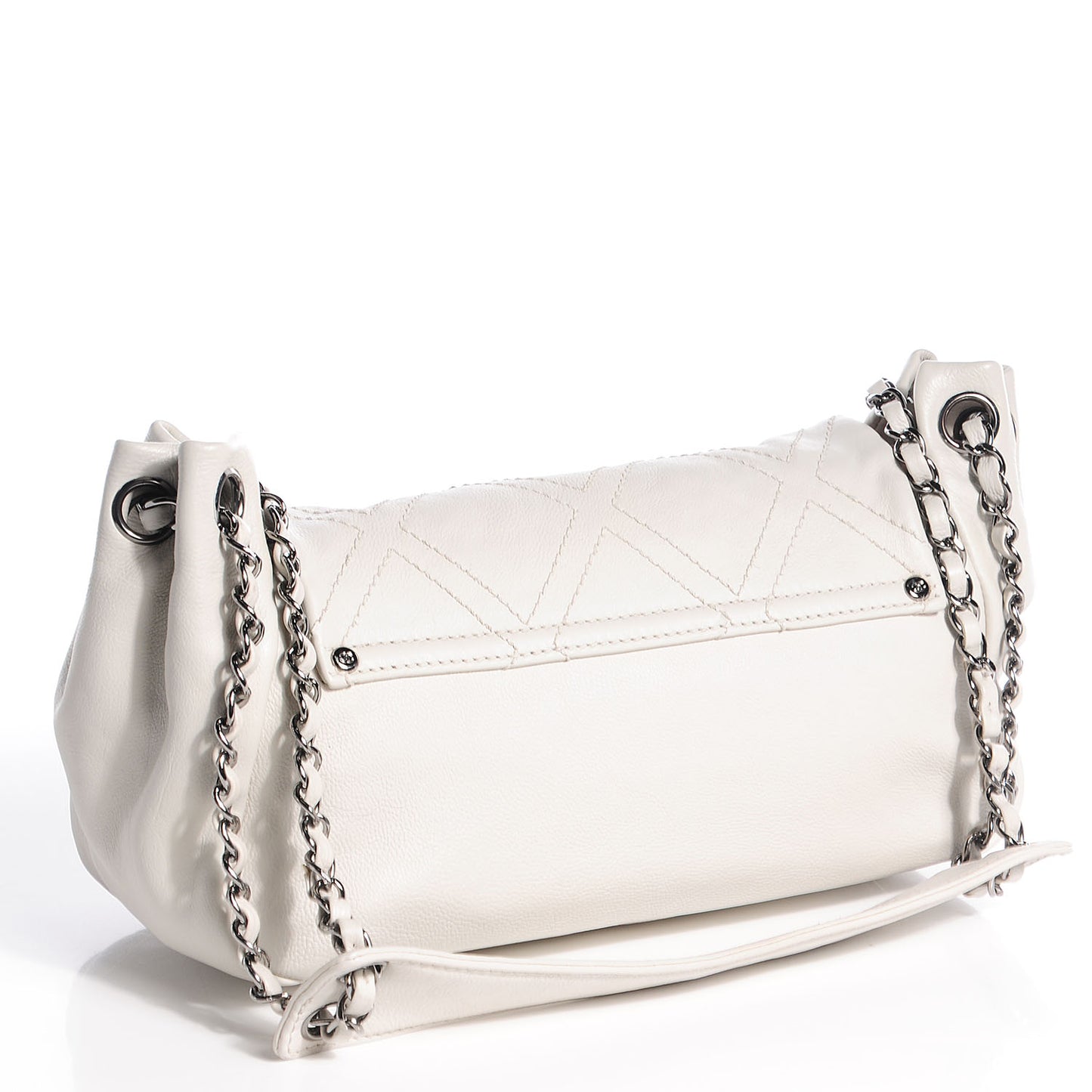 Calfskin Diamond Stitch Flap White