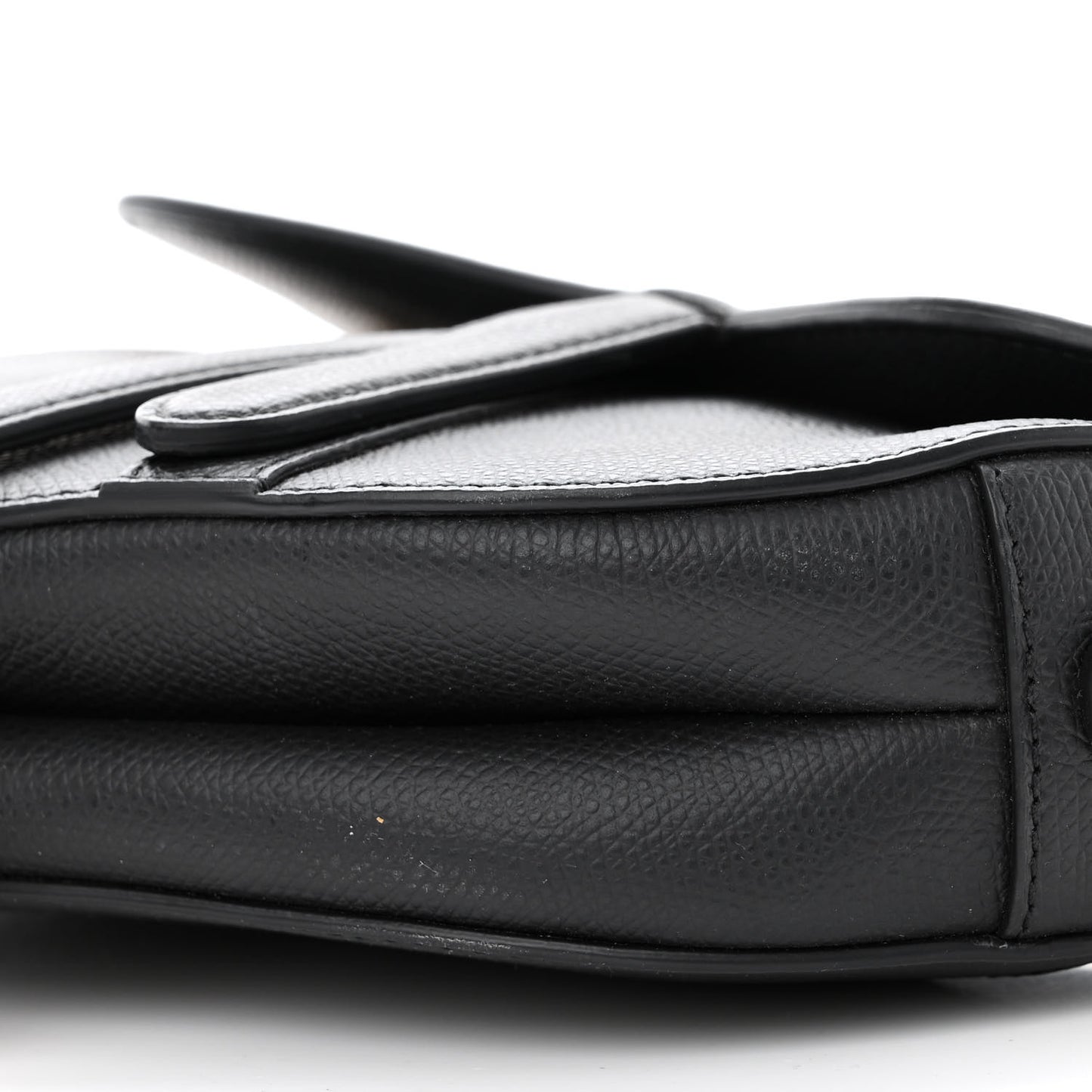 Grained Calfskin Mini Saddle Bag Black