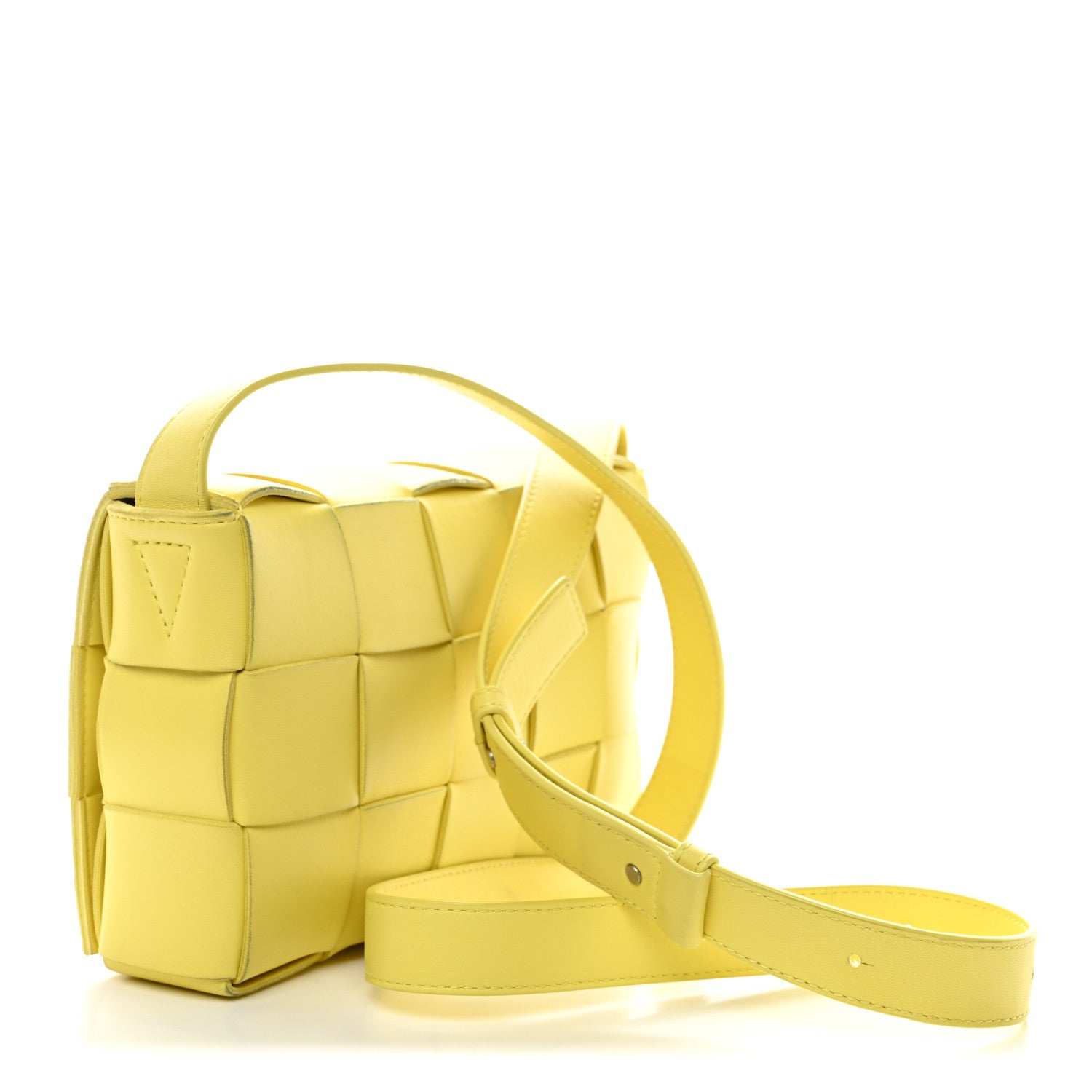 Bottega Veneta Lambskin Maxi Intrecciato Small Cassette Crossbody Bag Lemonade 7 of 34