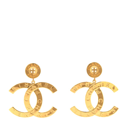 Chanel Metal Large Paris Button Earrings Gold 1 of 5